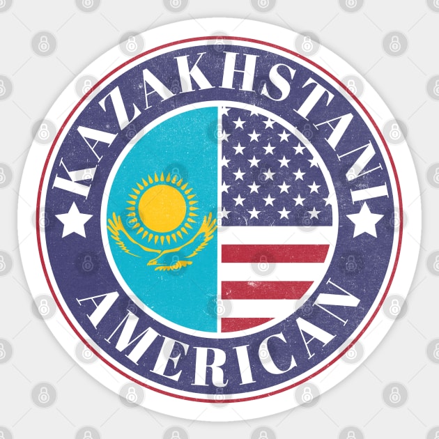 Proud Kazakhstani-American Badge - Kazakhstan Flag Sticker by Yesteeyear